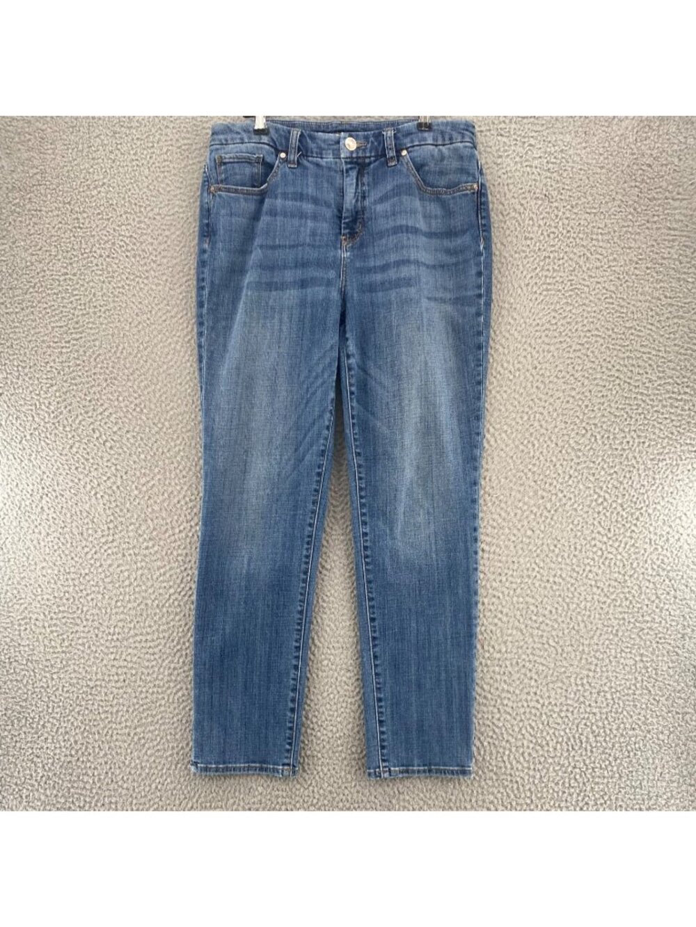 Chicos Jeans Womens 1 US 8 Blue So Slimming Girlfriend Slim Leg Ankle Pockets